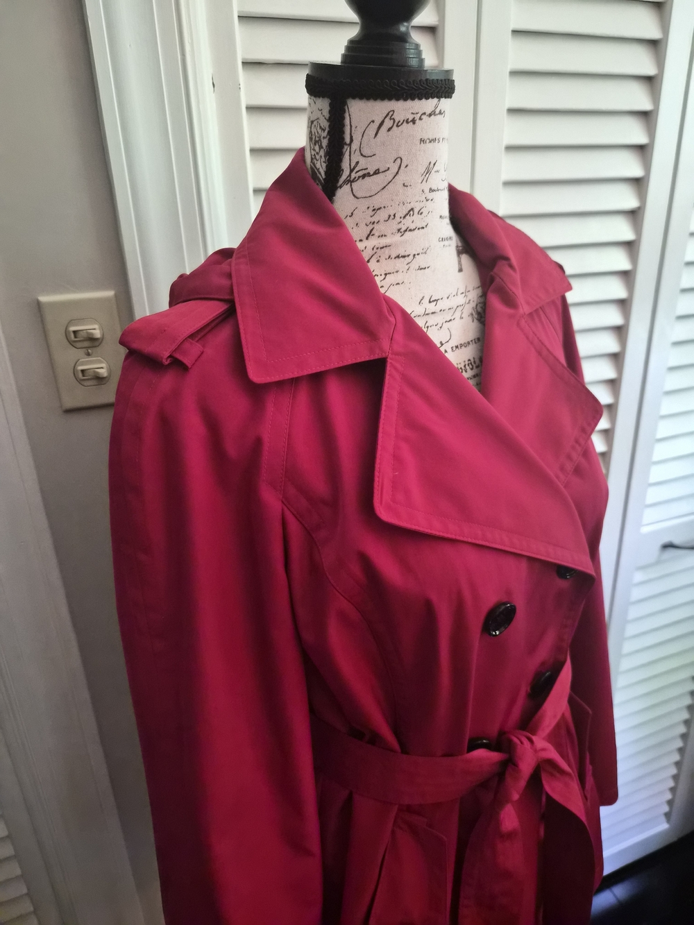 Calvin Klein Women's Bright Red Belted Trench Coat - Picture 2 of 6